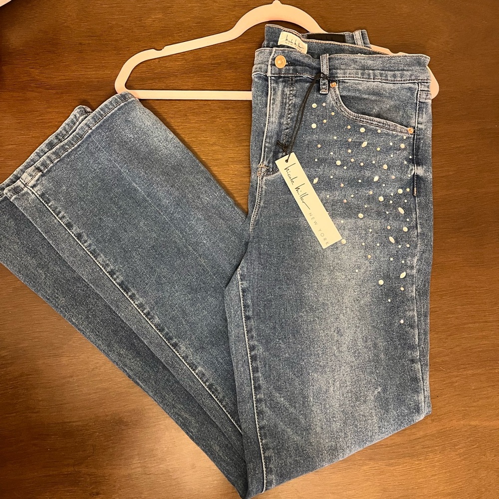 Nicole Miller Embellished Blue Jeans